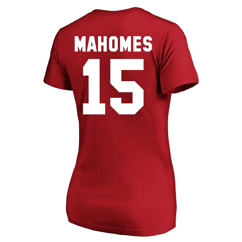 Women's Fanatics Patrick Mahomes Red Kansas City Chiefs Plus Name & Number V-Neck T-Shirt