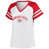 T-shirt col V blanc à paillettes pour femme Fanatics Patrick Mahomes des Kansas City Chiefs, grande taille