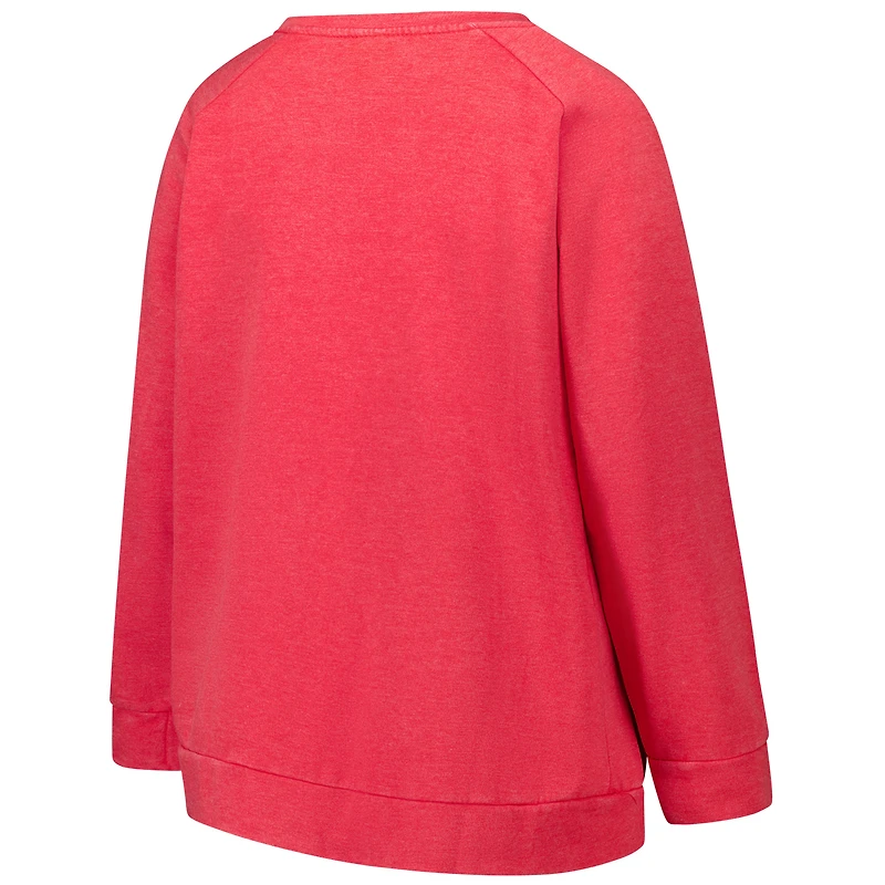 Sweat-shirt raglan délavé à l'acide Fanatics pour femmes, rouge, Kansas City Chiefs