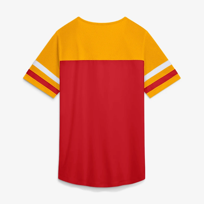 Women's Fanatics Red Kansas City Chiefs Curl Route Athena Lace-Up T-Shirt