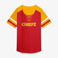 T-shirt à lacets Fanatics Red Kansas City Chiefs Curl Route Athena pour femmes