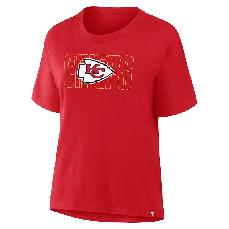 T-shirt rouge Fanatics pour femme des Chiefs de Kansas City « Line Em Up »