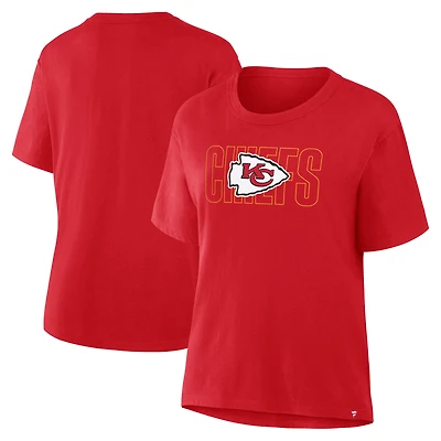 T-shirt rouge Fanatics pour femme des Chiefs de Kansas City « Line Em Up »