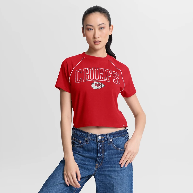 Women's Fanatics Red Kansas City Chiefs Offensive Scheme Raglan Tri-Blend Cropped Top