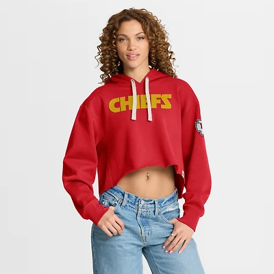 Women's Fanatics Red Kansas City Chiefs Oversized Heritage Cropped Hoodie