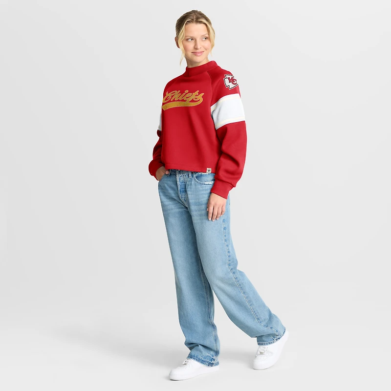 Women's Fanatics Red Kansas City Chiefs Oversized Hometown Toss Sweep Mock Neck Pullover
