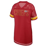Women's Fanatics  Red Kansas City Chiefs Oversized Team First Deep Route Mesh V-Neck Dress