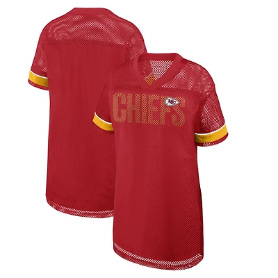 Robe oversize rouge Kansas City Chiefs Team First Deep Route en maille à col V pour femme (Fanatics)