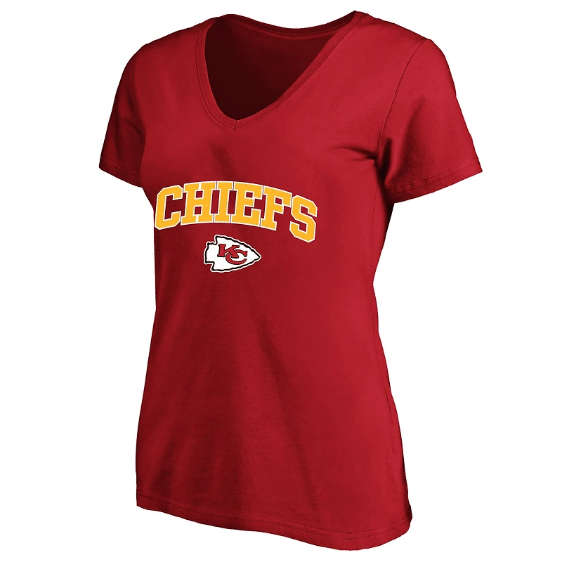 Women's Fanatics Red Kansas City Chiefs Plus Arch Over Logo V-Neck T-Shirt