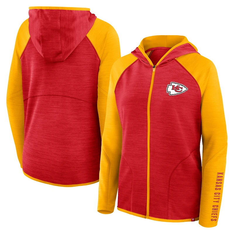 Sweat à capuche zippé rouge taille plus pour femme, motif fanatiques des Kansas City Chiefs, avec passe autour du col