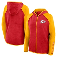Sweat à capuche zippé rouge taille plus pour femme, motif fanatiques des Kansas City Chiefs, avec passe autour du col