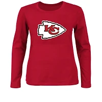 Women's Fanatics Red Kansas City Chiefs Plus Primary Logo Long Sleeve T-Shirt
