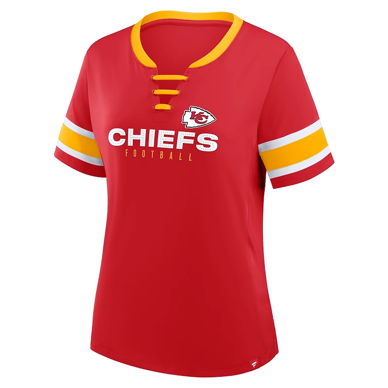 Women's Fanatics Red Kansas City Chiefs Plus Zone Athena Lace-Up V-Notch Neck T-Shirt
