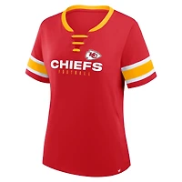Women's Fanatics Red Kansas City Chiefs Plus Zone Athena Lace-Up V-Notch Neck T-Shirt