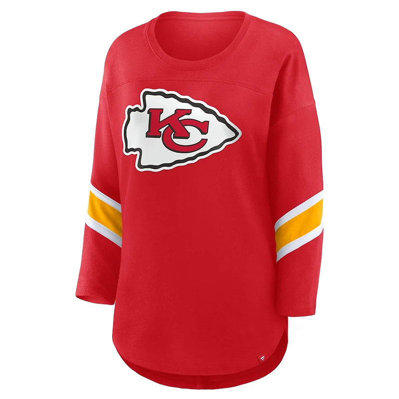 Women's Fanatics Red Kansas City Chiefs Plus Redzone 3/4-Sleeve Scoop Neck T-Shirt