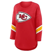Women's Fanatics Red Kansas City Chiefs Plus Redzone 3/4-Sleeve Scoop Neck T-Shirt