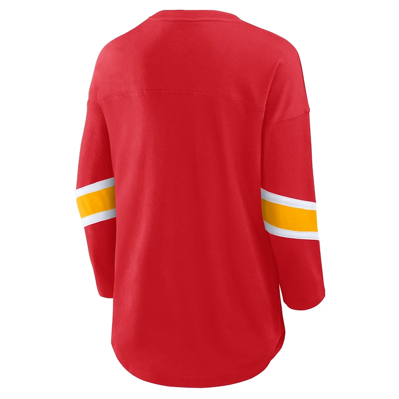 Women's Fanatics Red Kansas City Chiefs Plus Redzone 3/4-Sleeve Scoop Neck T-Shirt