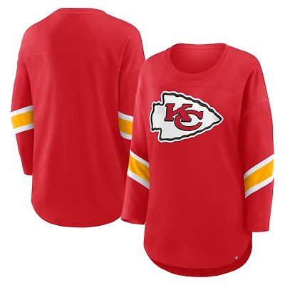 Women's Fanatics Red Kansas City Chiefs Plus Redzone 3/4-Sleeve Scoop Neck T-Shirt