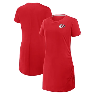 Robe t-shirt drapée froncée rouge Fanatics pour femme des Kansas City Chiefs