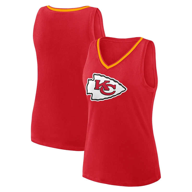 Débardeur col V rouge Fanatics pour femme, victoire stellaire des Chiefs de Kansas City