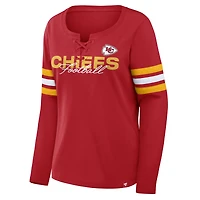 Women's Fanatics  Red Kansas City Chiefs Team First Coverage Scheme Lace-Up Long Sleeve T-Shirt