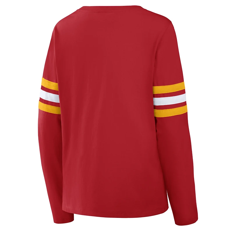 Women's Fanatics Red Kansas City Chiefs Team First Coverage Scheme Lace-Up Long Sleeve T-Shirt
