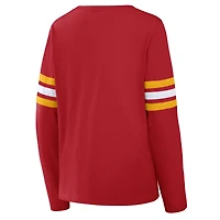 Women's Fanatics  Red Kansas City Chiefs Team First Coverage Scheme Lace-Up Long Sleeve T-Shirt