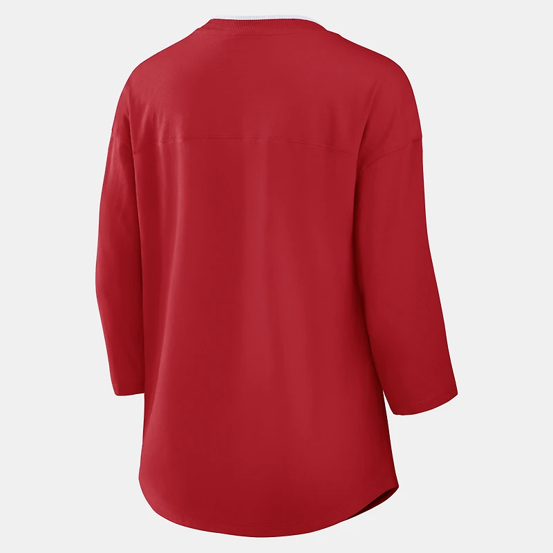 Women's Fanatics Red Kansas City Chiefs Team First Deceptive Juke 3/4-Sleeve V-Neck T-Shirt