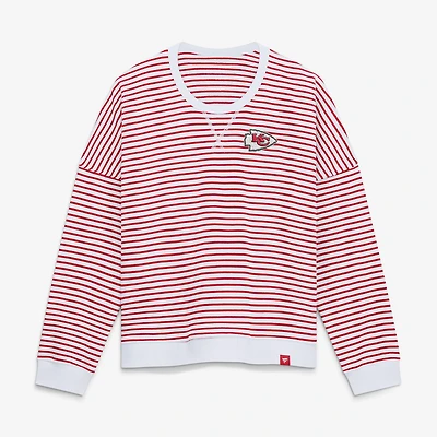 Women's Fanatics White/Athletic Red Kansas City Chiefs Oversized Heritage Sweatshirt