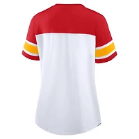 T-shirt à lacets et col en V Athena pour femme, blanc/rouge, des Kansas City Chiefs