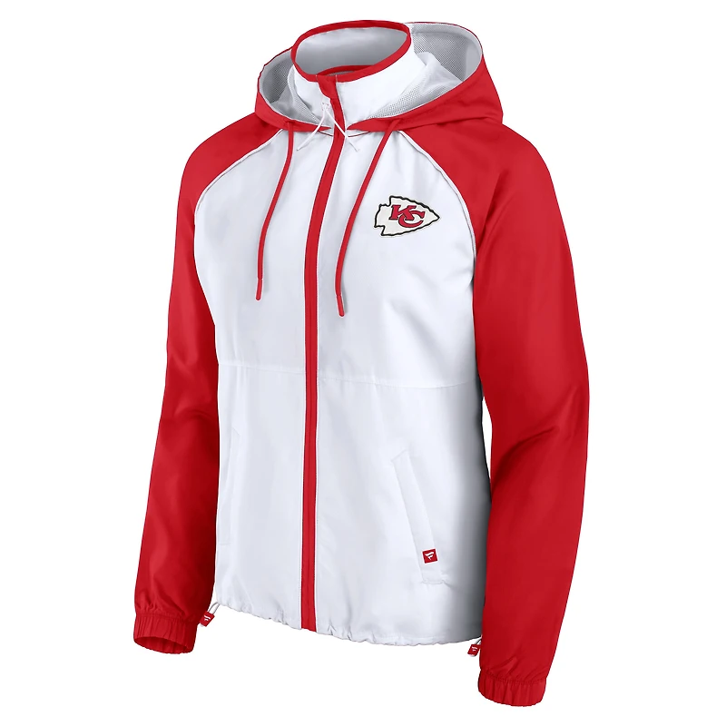 Veste à capuche anorak entièrement zippée blanche Fanatics pour femme des Kansas City Chiefs