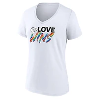 T-shirt blanc à col en V Fanatics pour femmes des Chiefs de Kansas City Love Wins