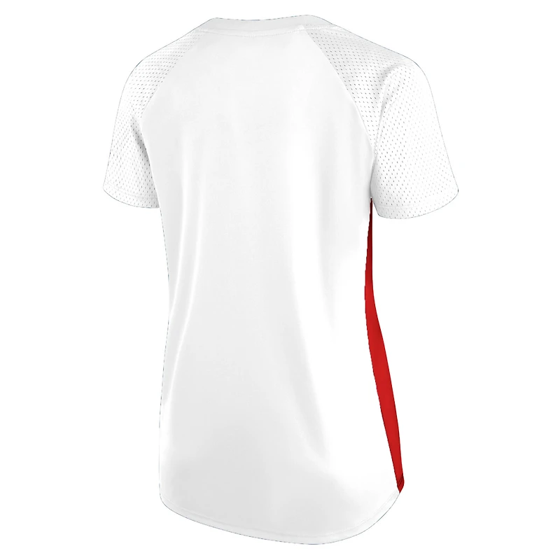 T-shirt à lacets et col en V paillettes pour femmes Fanatics blanc Kansas City Chiefs grande taille