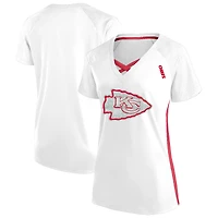 Women's Fanatics  White Kansas City Chiefs Plus Glitter Lace-Up V- Neck T-Shirt