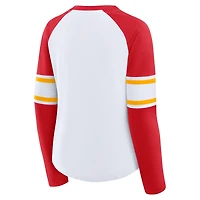 T-shirt à manches longues et lacets Redzone pour femme, blanc, taille plus, des Chiefs de Kansas City