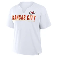 T-shirt boxy blanc fanatique pour femme des Chiefs de Kansas City Redzone