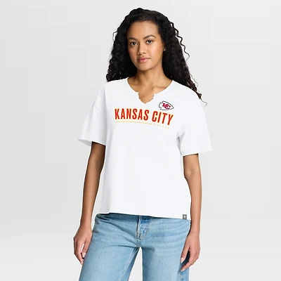 T-shirt boxy blanc fanatique pour femme des Chiefs de Kansas City Redzone