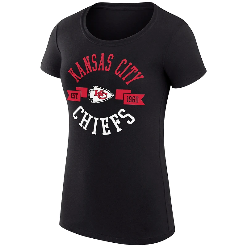 T-shirt à col rond léger et coupe ultra-ajustée G-III 4Her par Carl Banks pour femme, motif City Team des Kansas Chiefs, noir
