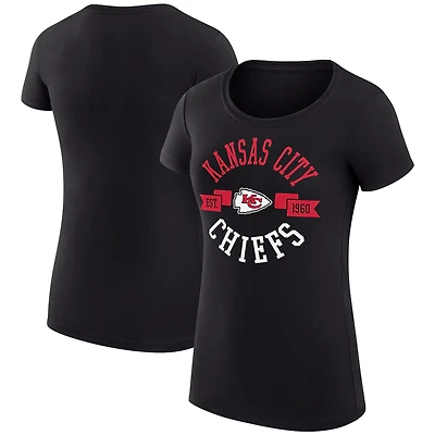 T-shirt à col rond léger et coupe ultra-ajustée G-III 4Her par Carl Banks pour femme, motif City Team des Kansas Chiefs, noir