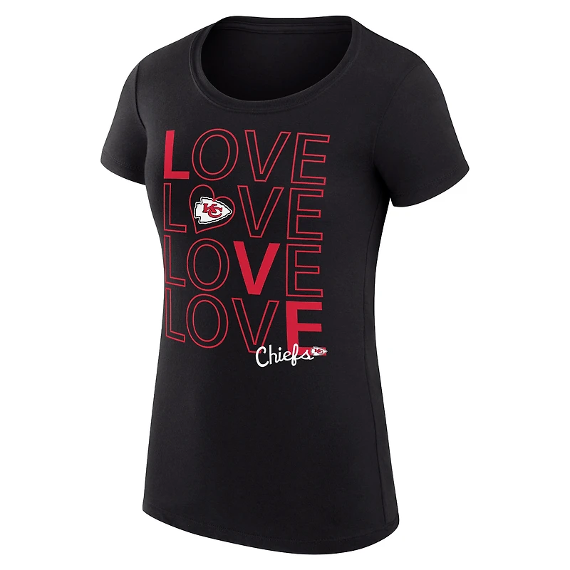 T-shirt léger et ultra-ajusté G-III 4Her par Carl Banks pour femme, noir, motif Kansas City Chiefs, imprimé Love