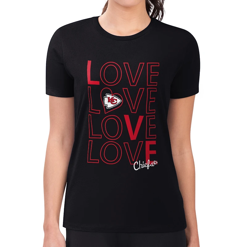 T-shirt léger et ultra-ajusté G-III 4Her par Carl Banks pour femme, noir, motif Kansas City Chiefs, imprimé Love