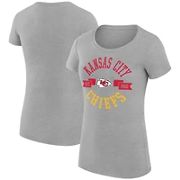 T-shirt léger à col rond et coupe ultra-ajustée G-III 4Her par Carl Banks pour femme, gris chiné, motif City Team des Chiefs de Kansas