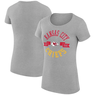 T-shirt léger à col rond et coupe ultra-ajustée G-III 4Her par Carl Banks pour femme, gris chiné, motif City Team des Chiefs de Kansas