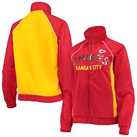 G-III 4Her par Carl Banks pour femmes, rouge Kansas City Chiefs Backfield Raglan - Veste de survêtement entièrement zippée