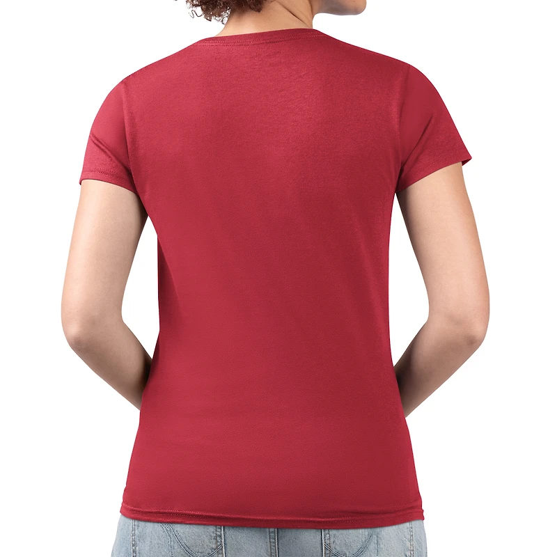 T-shirt léger à col en V et coupe ultra-ajustée G-III 4Her par Carl Banks pour femme, motif cœur, rouge, Kansas City Chiefs