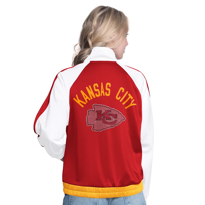 Women's G-III 4Her by Carl Banks White/Red Kansas City Chiefs Rally Rhinestone Full-Zip Track Jacket