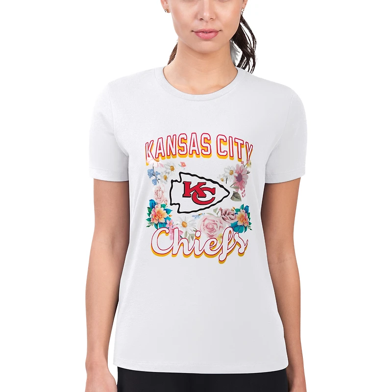 T-shirt G-III 4Her blanc pour femme, coupe ultra-ajustée, léger, avec logo de l'équipe des Kansas City Chiefs, par Carl Banks