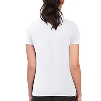 T-shirt G-III 4Her blanc pour femme, coupe ultra-ajustée, léger, avec logo de l'équipe des Kansas City Chiefs, par Carl Banks