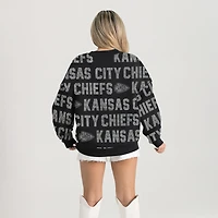 Sweat-shirt noir à épaules tombantes et imprimé strass pour femme, coupe décontractée, motif Gameday Couture des Chiefs de Kansas City, Hype Era