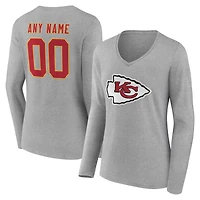Women's Kansas City Chiefs Team Authentic Personalized Name & Number Long Sleeve V-Neck T-Shirt